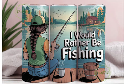 Fishing Girl 20oz Tumbler Wrap Sublimation PixelChick 
