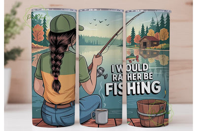 Fishing Girl 20oz Tumbler Wrap Sublimation PixelChick 