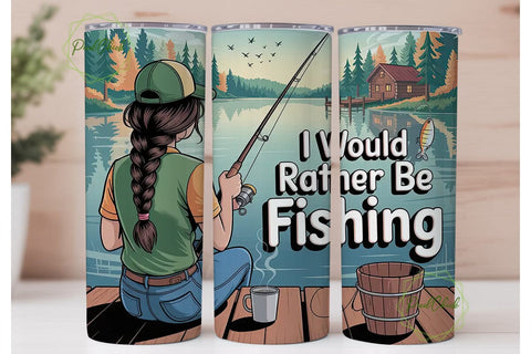 Fishing Girl 20oz Tumbler Wrap Sublimation PixelChick 