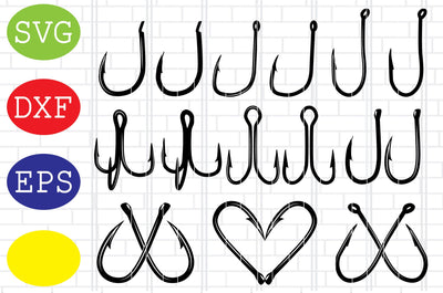 Fishing Hook Svg, Crossed Fishhooks Svg, Bass Fishing, Fishhook Vector, Jpg, Eps, Dxf Files SVG DigitalSvgFiles 