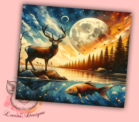 Fishing Hunting 20oz Tumbler Png, Straight & Tapered Tumbler Png, Deer Hunting Bass Fish Tumbler Png, Digital Download PNG Sublimation Lara' s Designs 