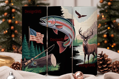 Fishing & Hunting Scene 20oz Tumbler Sublimation DesignSVG 