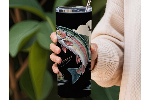 Fishing & Hunting Scene 20oz Tumbler Sublimation DesignSVG 