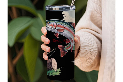 Fishing & Hunting Scene 20oz Tumbler Sublimation DesignSVG 
