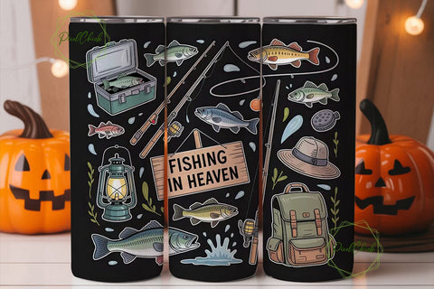Fishing in Heaven 20oz Tumbler Wrap Sublimation PixelChick 