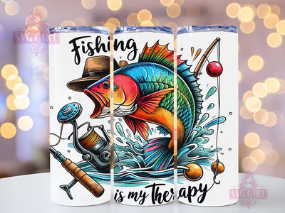 Fishing is My Therapy 20oz Tumbler Wrap Sublimation Design, Straight Tapered Tumbler Wrap, Bass Fishing Tumbler Png, Instant Digital Download Sublimation SvggirlplusArt 