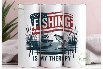Fishing Is My Therapy 20oz Tumbler Wrap Sublimation PixelChick 
