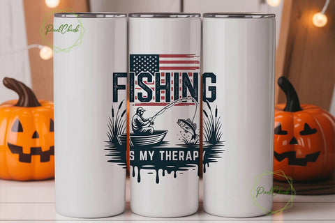 Fishing Is My Therapy 20oz Tumbler Wrap Sublimation PixelChick 