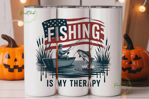 Fishing Is My Therapy 20oz Tumbler Wrap Sublimation PixelChick 