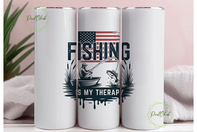 Fishing Is My Therapy 20oz Tumbler Wrap Sublimation PixelChick 