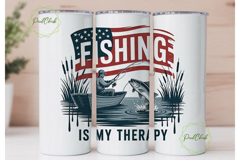 Fishing Is My Therapy 20oz Tumbler Wrap Sublimation PixelChick 
