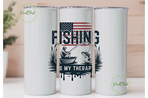 Fishing Is My Therapy 20oz Tumbler Wrap Sublimation PixelChick 