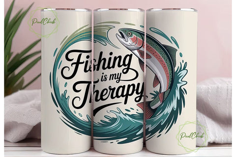 Fishing Is My Therapy Tumbler Wrap Sublimation PixelChick 