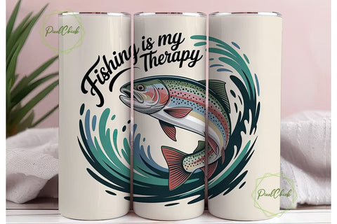 Fishing Is My Therapy Tumbler Wrap Sublimation PixelChick 