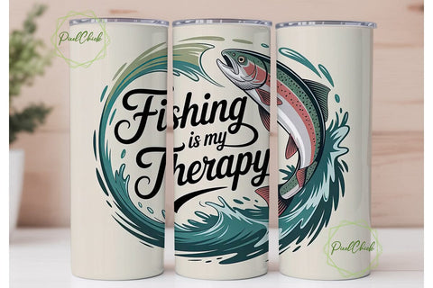 Fishing Is My Therapy Tumbler Wrap Sublimation PixelChick 