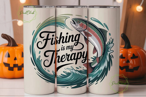 Fishing Is My Therapy Tumbler Wrap Sublimation PixelChick 