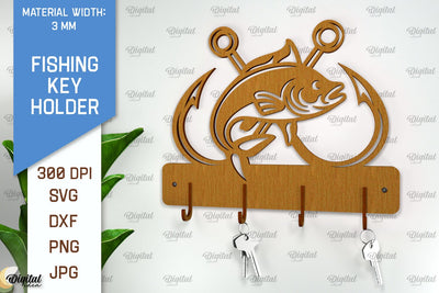 Fishing Key Holder Laser Cut. Fishing Design SVG SVG Evgenyia Guschina 