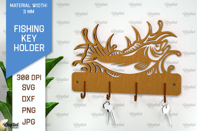 Fishing Key Holder Laser Cut. Fishing Design SVG SVG Evgenyia Guschina 