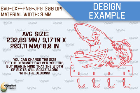 Fishing Key Holder Laser Cut. Fishing Design SVG SVG Evgenyia Guschina 