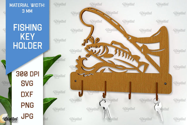 Fishing Key Holder Laser Cut. Fishing Design SVG SVG Evgenyia Guschina 