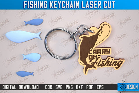 Fishing Keychain Laser Cut Bundle | Keychain Inscriptions | Gift for Fisherman | CNC File SVG Fly Design 