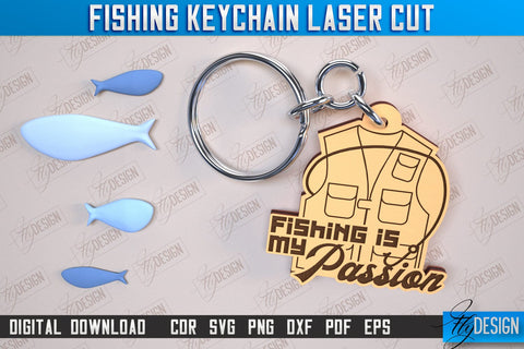 Fishing Keychain Laser Cut Bundle | Keychain Inscriptions | Gift for Fisherman | CNC File SVG Fly Design 