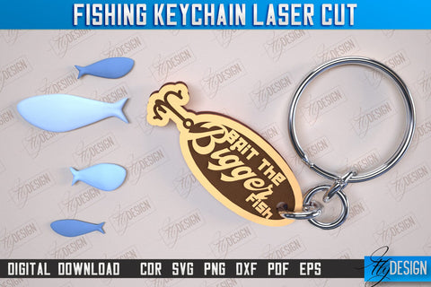 Fishing Keychain Laser Cut Bundle | Keychain Inscriptions | Gift for Fisherman | CNC File SVG Fly Design 