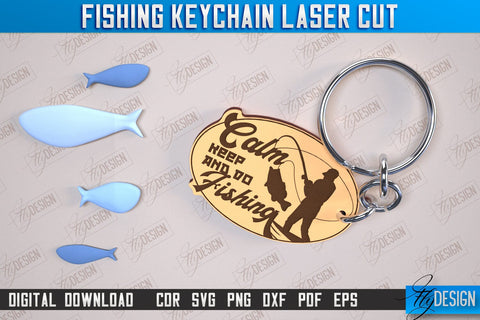 Fishing Keychain Laser Cut Bundle | Keychain Inscriptions | Gift for Fisherman | CNC File SVG Fly Design 
