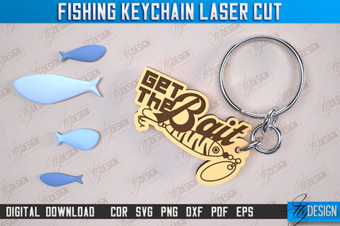 Fishing Keychain Laser Cut Bundle | Keychain Inscriptions | Gift for Fisherman | CNC File SVG Fly Design 