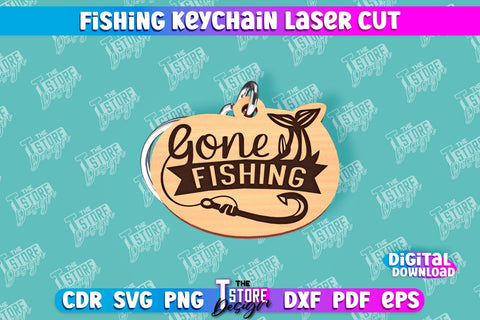 Fishing Keychain Laser Cut Bundle | Keychain Inscriptions | Gift for Fisherman | CNC File SVG The T Store Design 