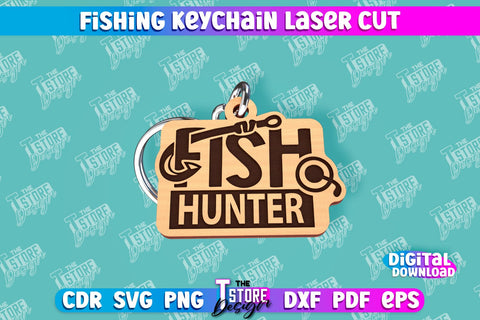 Fishing Keychain Laser Cut Bundle | Keychain Inscriptions | Gift for Fisherman | CNC File SVG The T Store Design 