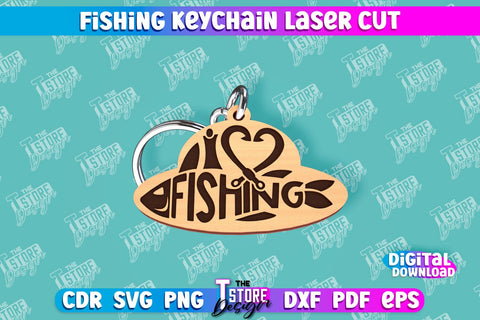 Fishing Keychain Laser Cut Bundle | Keychain Inscriptions | Gift for Fisherman | CNC File SVG The T Store Design 