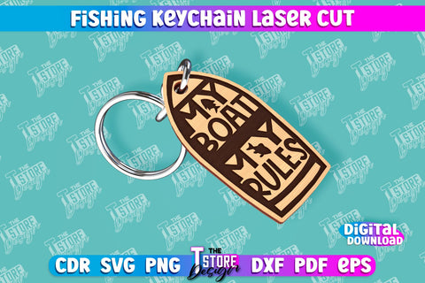 Fishing Keychain Laser Cut Bundle | Keychain Inscriptions | Gift for Fisherman | CNC File SVG The T Store Design 
