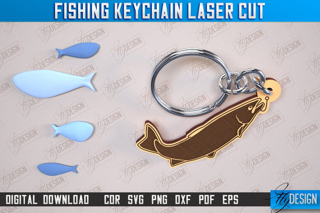 Fishing Keychain Laser Cut | Keychain Inscriptions | Gift for Fisherman | CNC File SVG Fly Design 