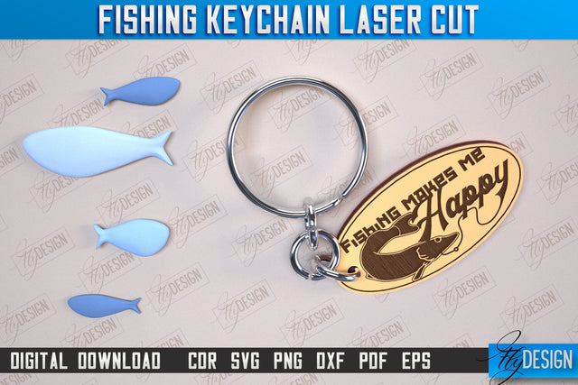 Fishing Keychain Laser Cut | Keychain Inscriptions | Gift for Fisherman | CNC File SVG Fly Design 