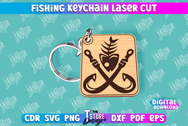 Fishing Keychain Laser Cut | Keychain Inscriptions | Gift for Fisherman | CNC File SVG The T Store Design 