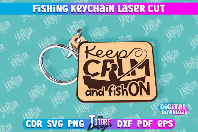 Fishing Keychain Laser Cut | Keychain Inscriptions | Gift for Fisherman | CNC File SVG The T Store Design 