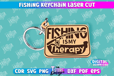 Fishing Keychain Laser Cut | Keychain Inscriptions | Gift for Fisherman | CNC File SVG The T Store Design 