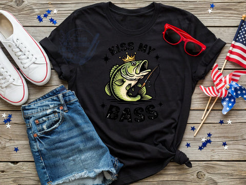 Fishing Kiss My Bass T-Shirt PNG, Fishing Humor, Kiss My Bass, Angler Life, Funny Quote, Sublimation PNG, Outdoor Shirt, Catch Vibes Sublimation ToriDesigns 