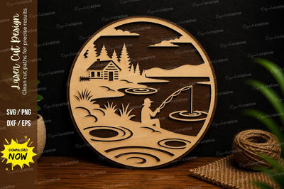 Fishing Lake Scene Laser Cut SVG File SVG Regulrcrative 