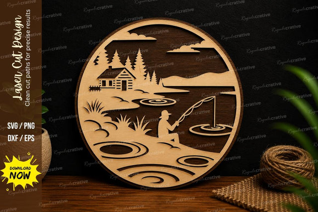 Fishing Lake Scene Laser Cut SVG File SVG Regulrcrative 