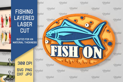 Fishing Layered Sign Laser Cut. Wood Fishing Decor SVG SVG Evgenyia Guschina 