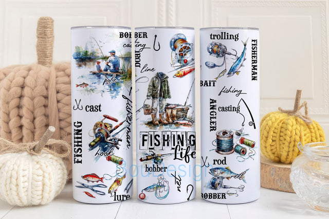Fishing Life 20 oz Skinny Tumbler Sublimation Design Digital Download PNG Instant DIGITAL ONLY, Fisherman Tumbler Design png Badas Fish Sublimation BouDesign 