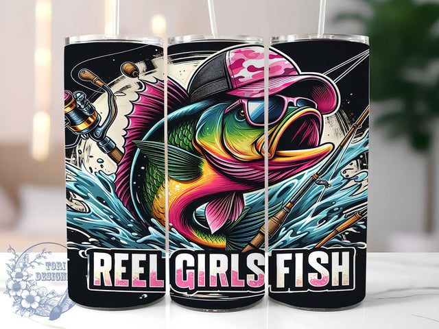Fishing Life 20oz Skinny Tumbler, Girls Fishing Tumbler Png, Straight & Tapered Tumbler Wrap, Instant Digital Download Sublimation ToriDesigns 