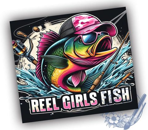 Fishing Life 20oz Skinny Tumbler, Girls Fishing Tumbler Png, Straight & Tapered Tumbler Wrap, Instant Digital Download Sublimation ToriDesigns 