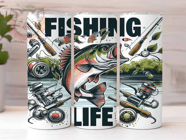 Fishing Life 20oz Tumbler Png, Straight & Tapered Tumbler Png, Fishing Tumbler Png, Digital Download PNG Sublimation Lara' s Designs 