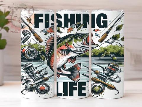 Fishing Life 20oz Tumbler Png, Straight & Tapered Tumbler Png, Fishing Tumbler Png, Digital Download PNG Sublimation Lara' s Designs 