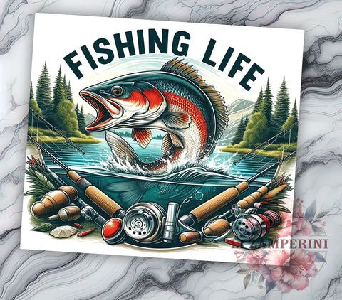 Fishing Life 20oz Tumbler Wrap PNG, Hunting Fishing Tumbler Png, Straight & Tapered Tumbler Wrap, Instant Digital Download Sublimation Li Zamperini 