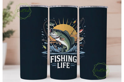 Fishing Life 20oz Tumbler Wrap Sublimation PixelChick 