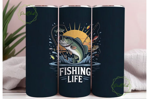Fishing Life 20oz Tumbler Wrap Sublimation PixelChick 